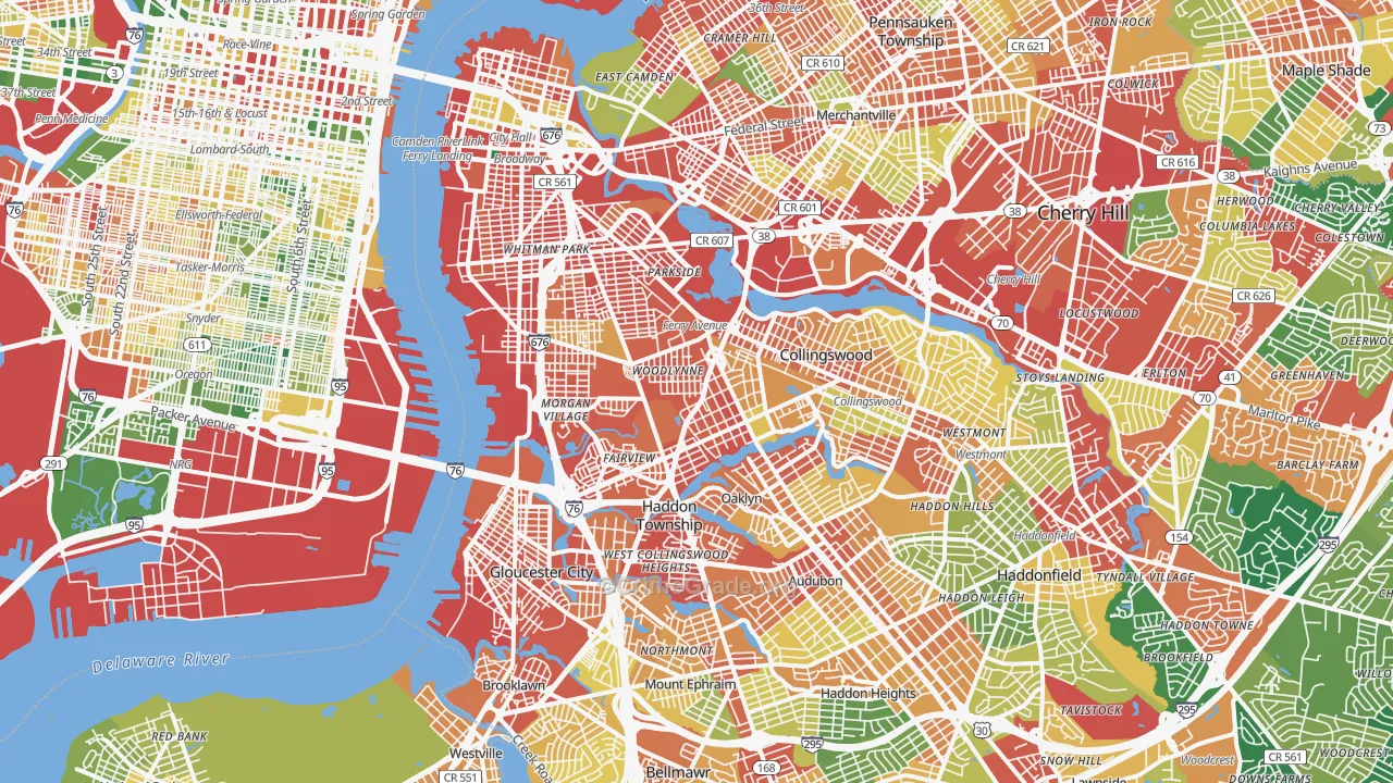 Fairview, Camden, NJ Map of Burglary Rates