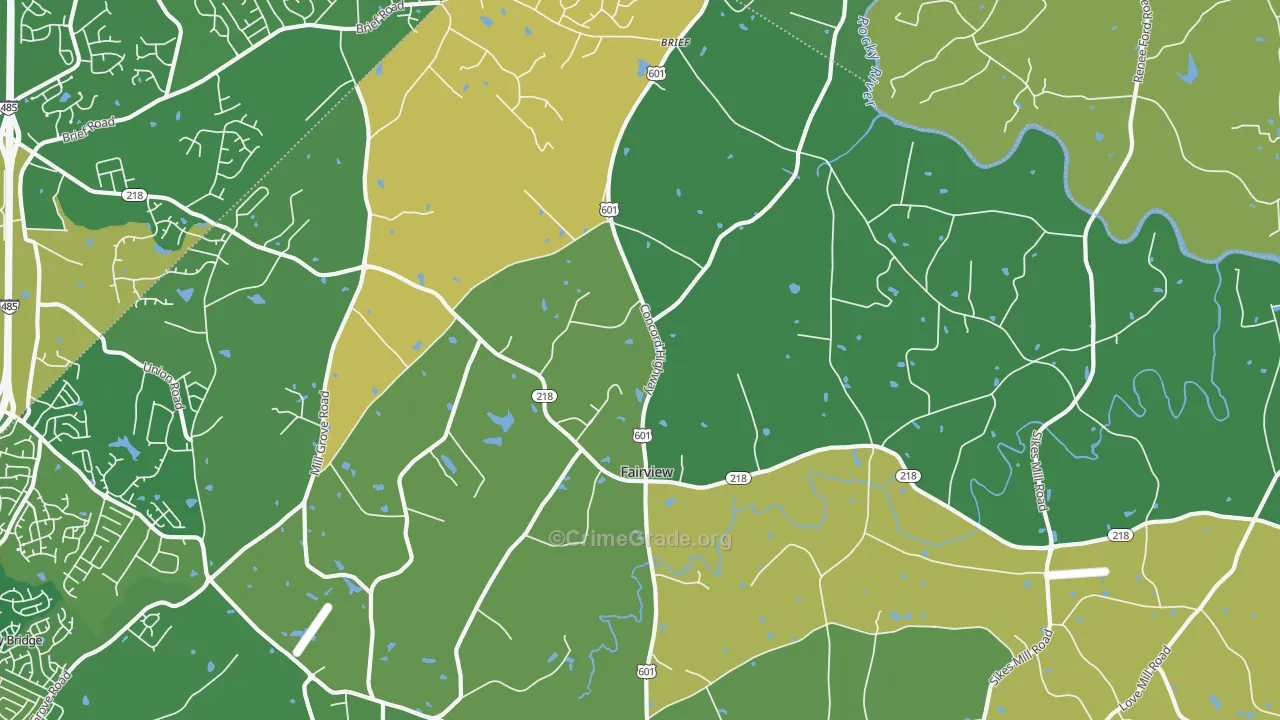 Fairview, Charlotte, NC Map of Burglary Rates