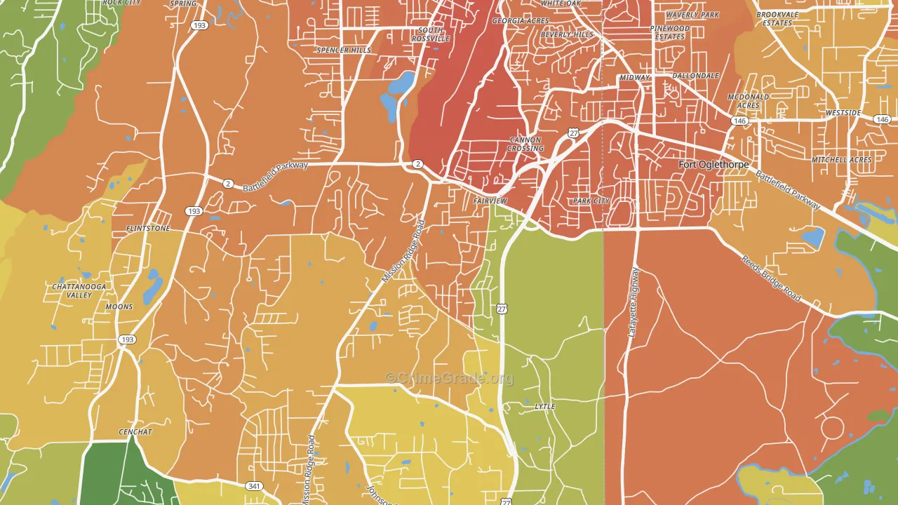 Fairview, GA Map of Burglary Rates