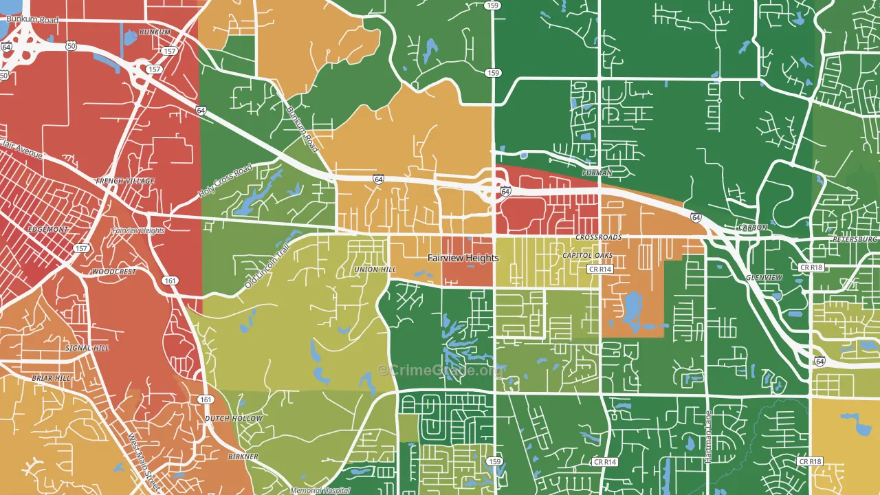 Fairview Heights, IL Map of Burglary Rates