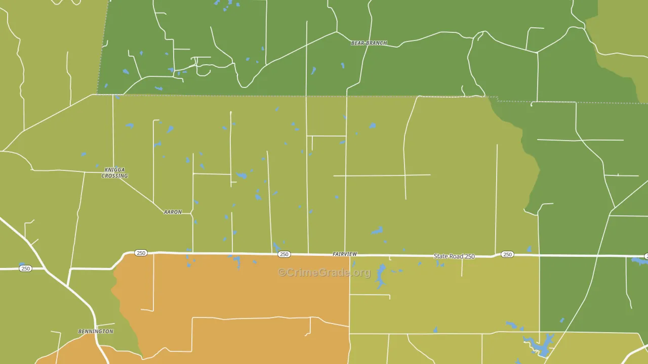 Fairview, IN Map of Burglary Rates