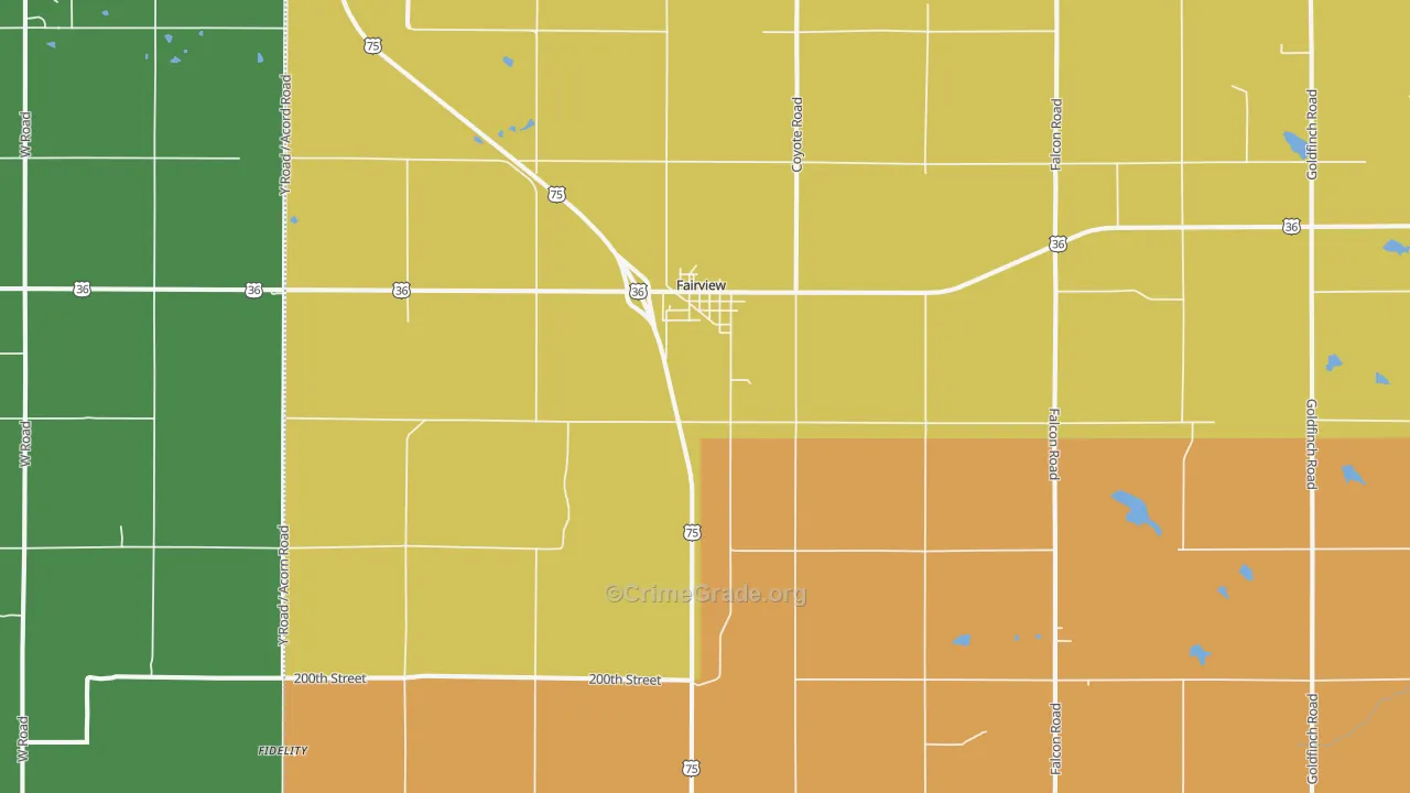 Fairview, KS Map of Burglary Rates