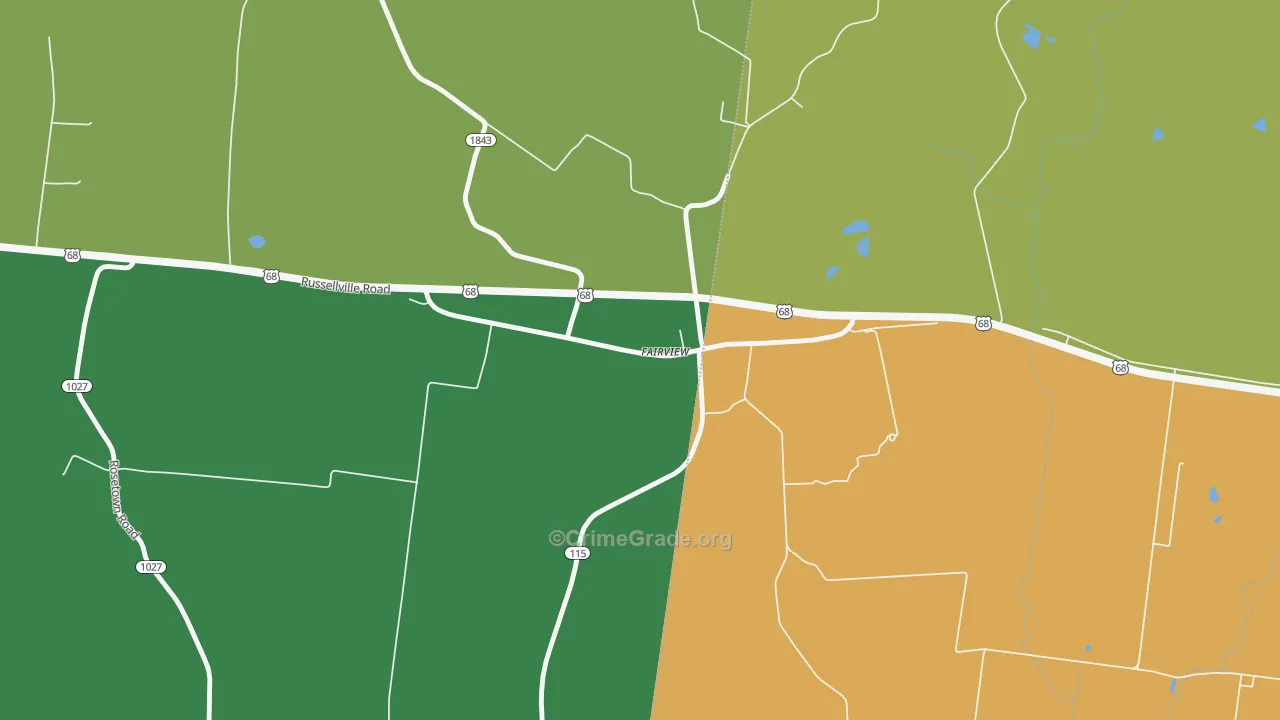 Fairview, KY Map of Burglary Rates
