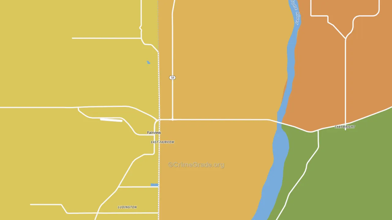 Fairview, ND Map of Burglary Rates