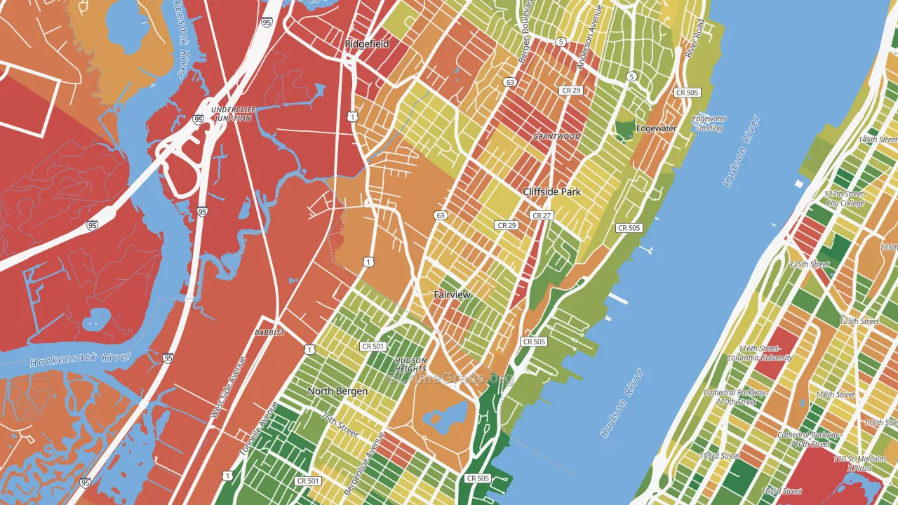 Fairview, NJ Map of Burglary Rates