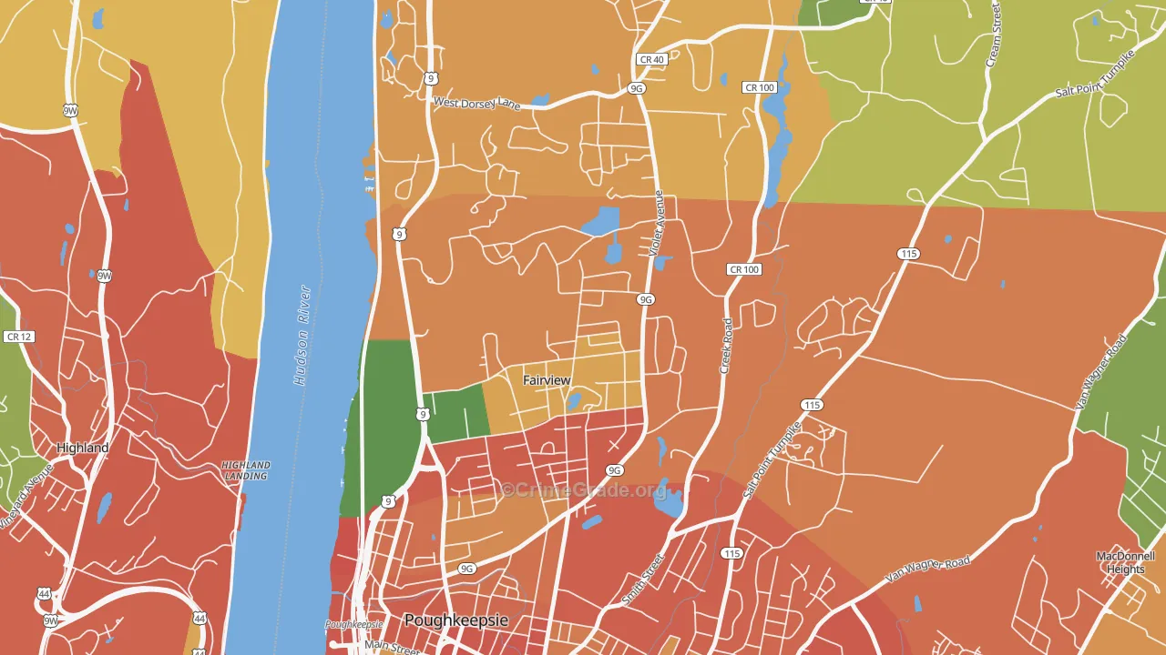 Fairview, NY Map of Burglary Rates