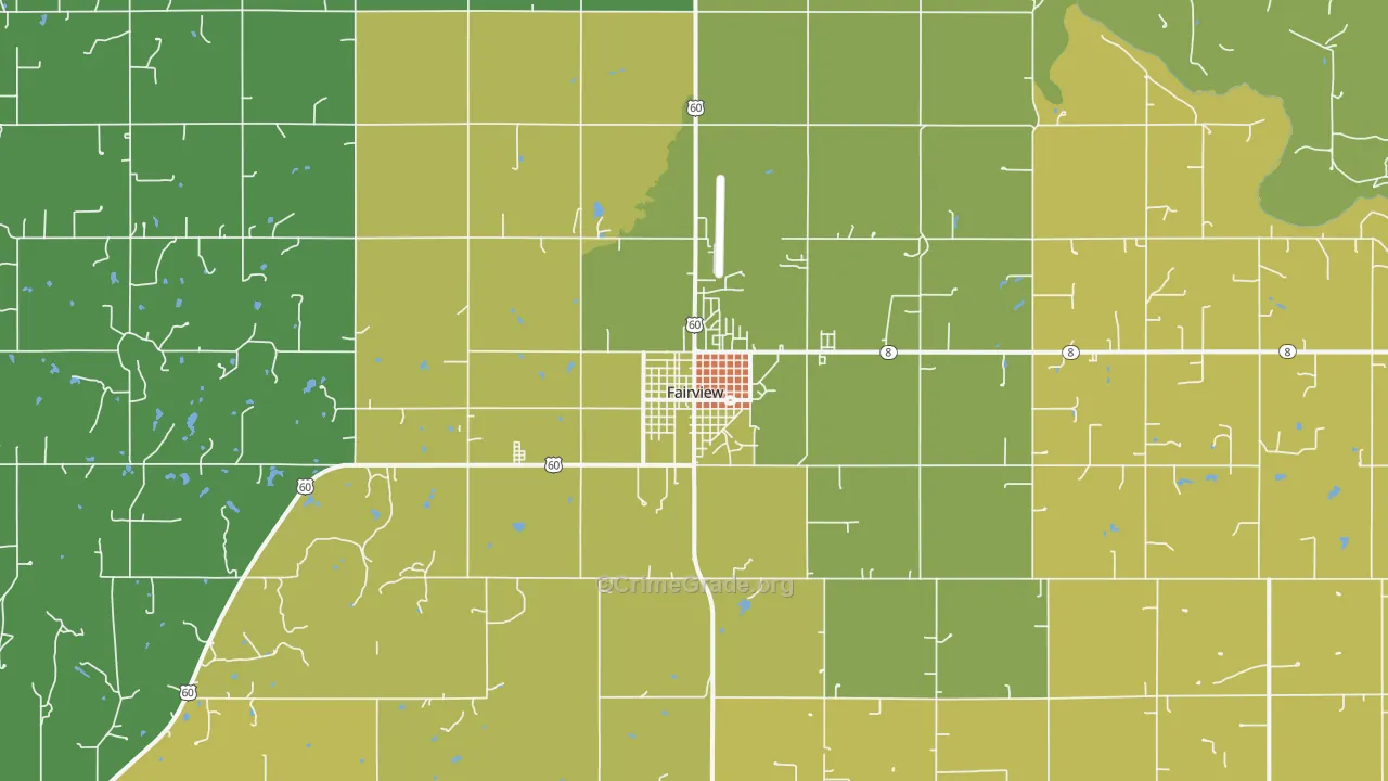 Fairview, OK Map of Burglary Rates