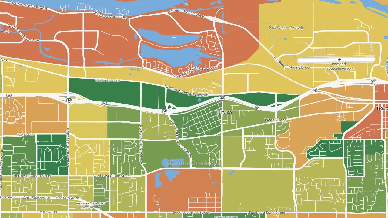 Fairview, OR Map of Burglary Rates