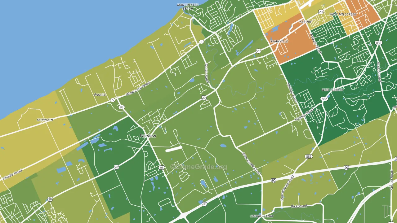 Fairview, PA Map of Burglary Rates