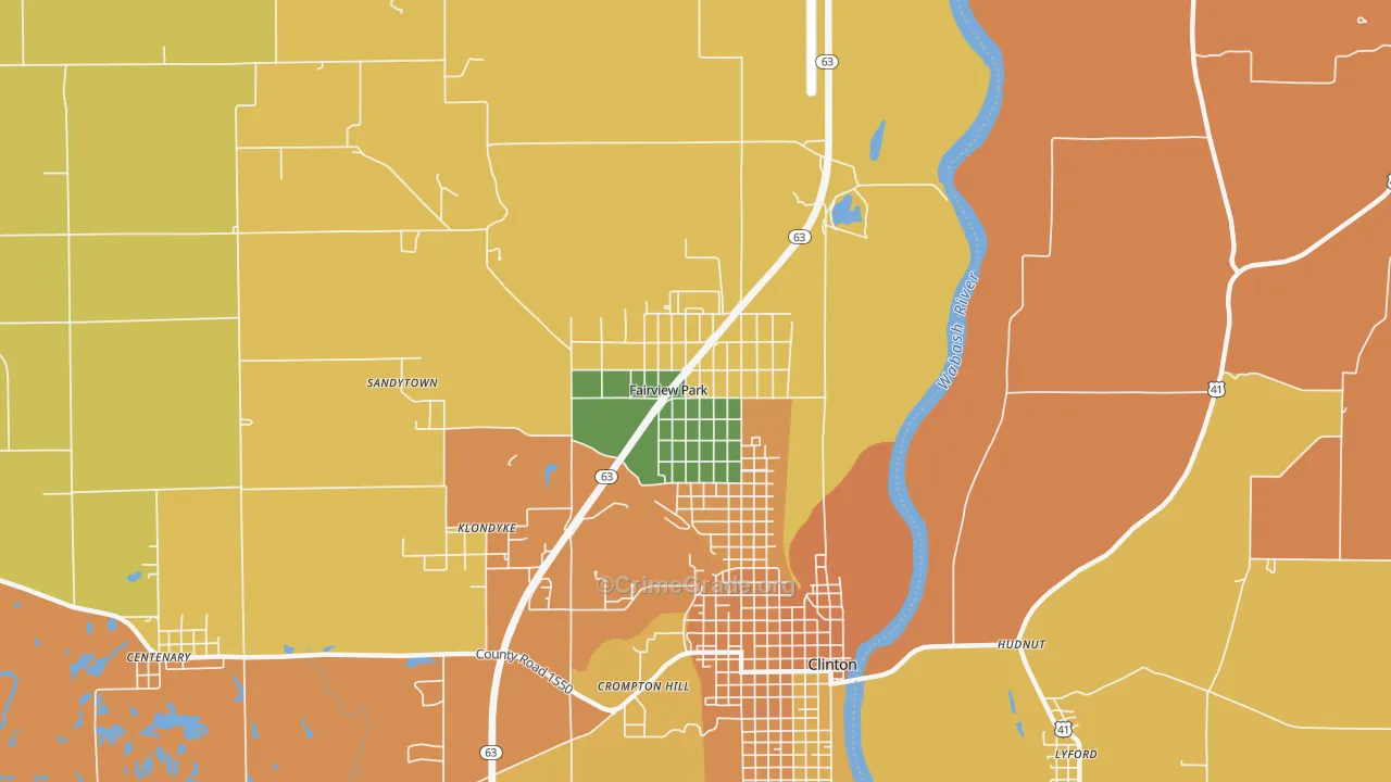 Fairview Park, IN Map of Burglary Rates