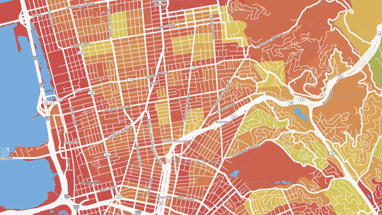 Fairview Park, Oakland, CA Map of Burglary Rates