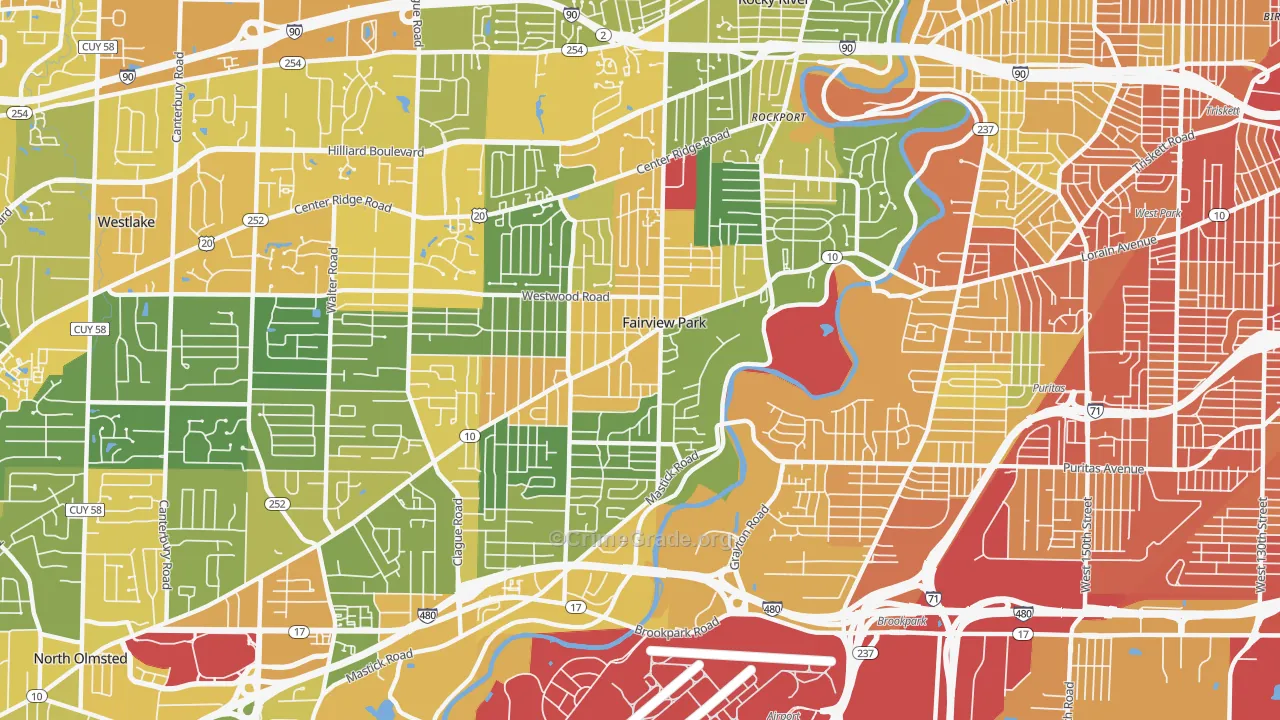 Fairview Park, OH Map of Burglary Rates