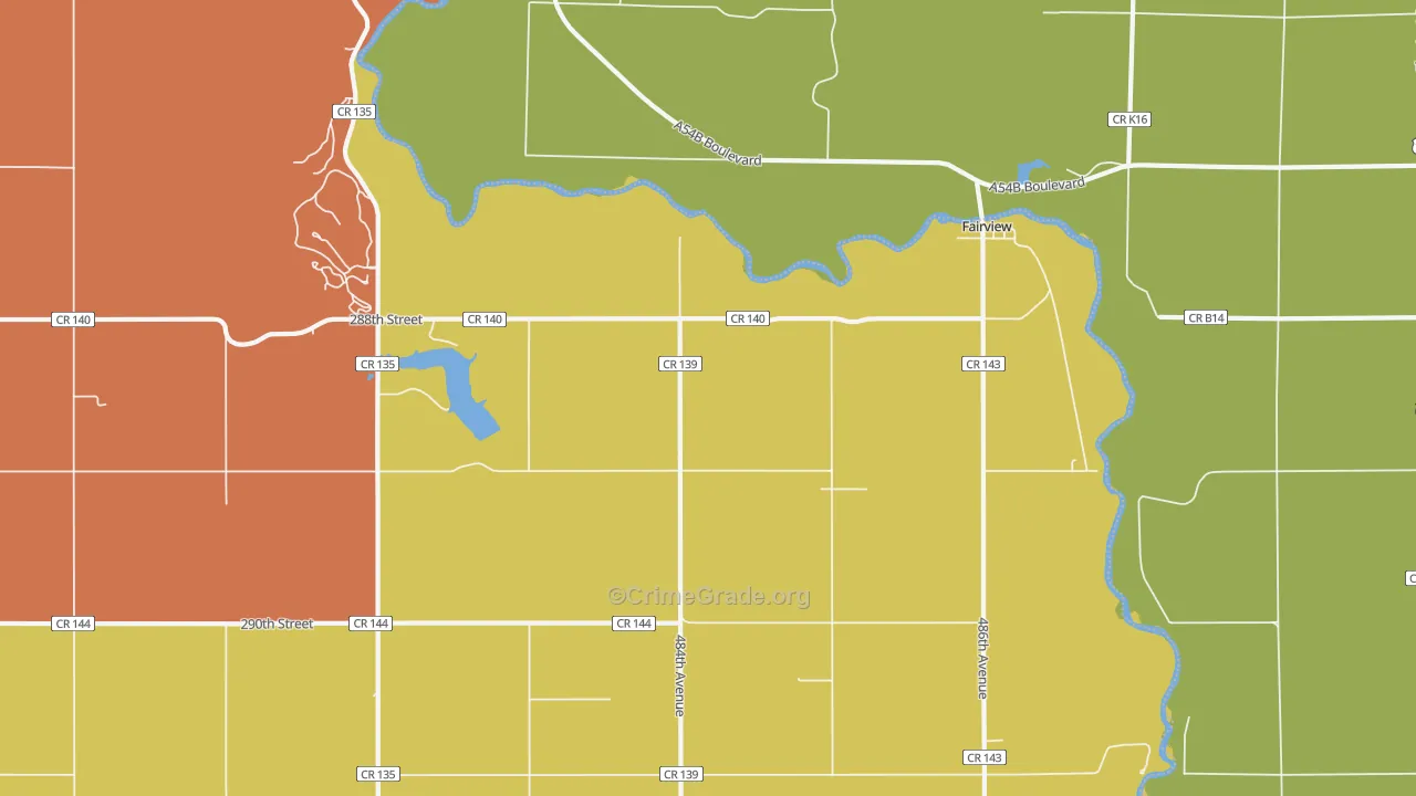 Fairview, SD Map of Burglary Rates