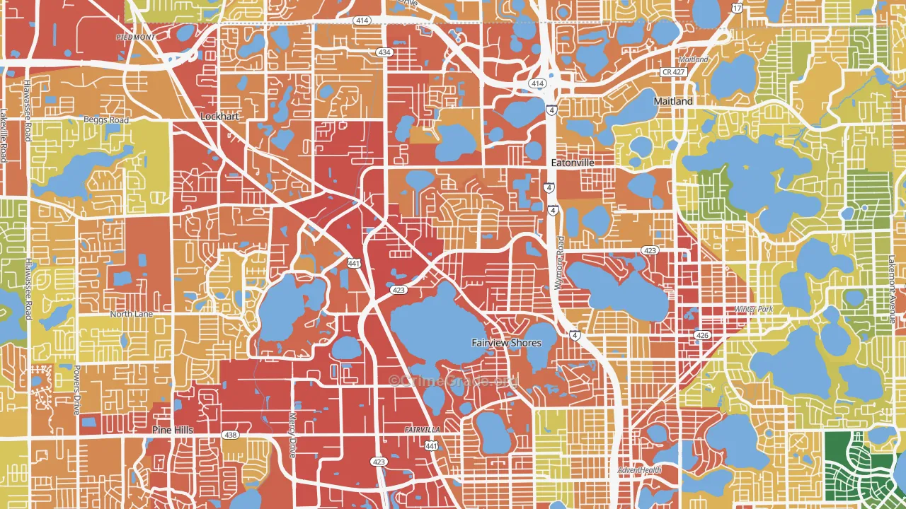 Fairview Shores, Orlando, FL Map of Burglary Rates