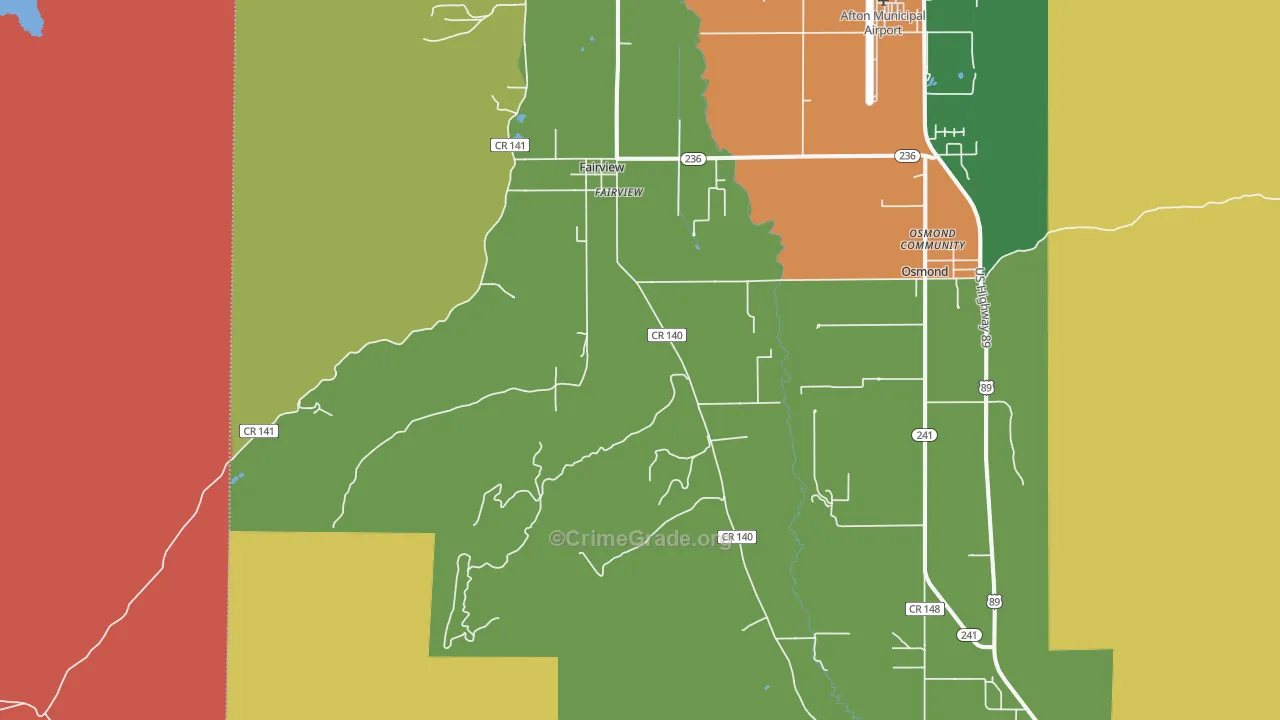 Fairview, WY Map of Burglary Rates