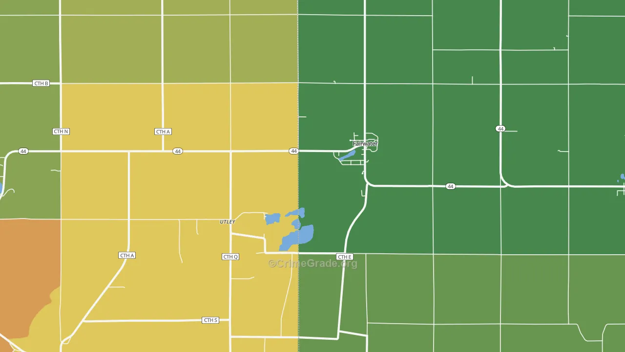 Fairwater, WI Map of Burglary Rates