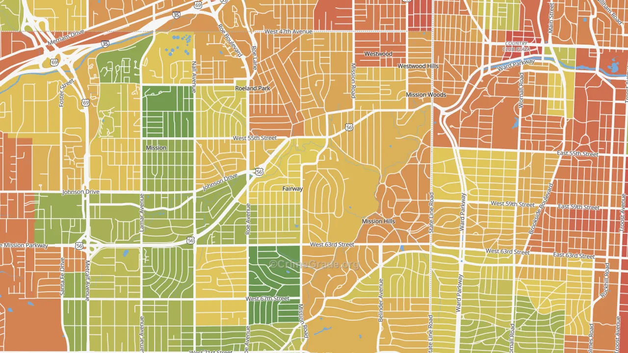 Fairway, KS Map of Burglary Rates