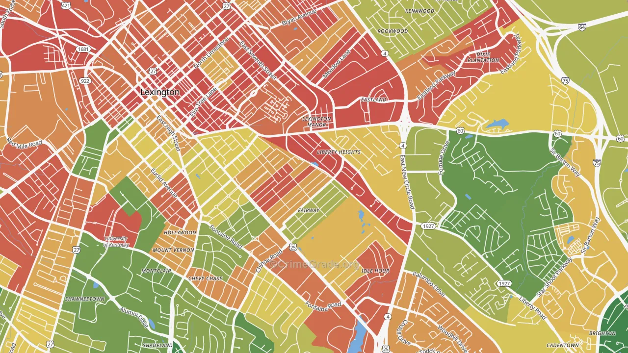Fairway-Liberty Heights, Lexington, KY Map of Burglary Rates