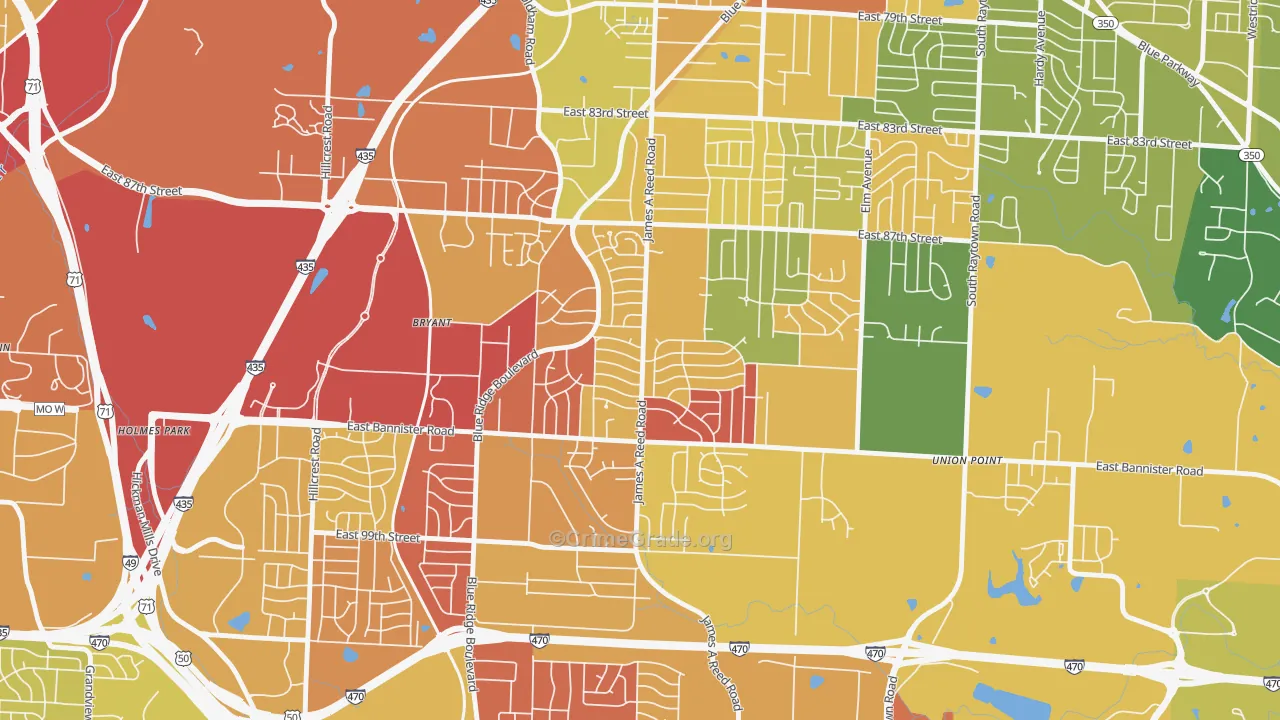 Fairwood and Robandee, Kansas City, MO Map of Burglary Rates