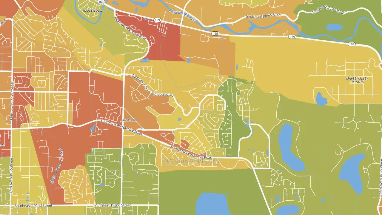 Fairwood Greens, Fairwood, WA Map of Burglary Rates