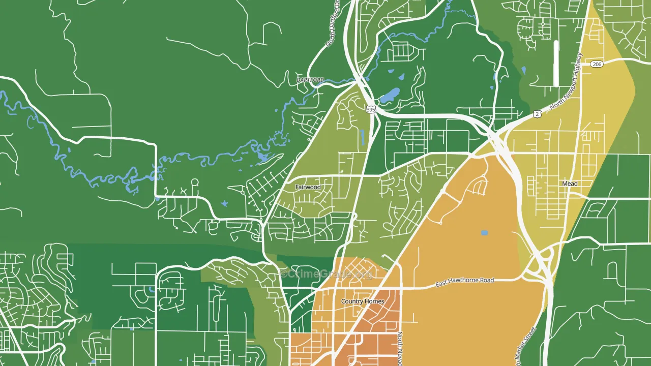 fairwood, Spokane, WA Map of Burglary Rates