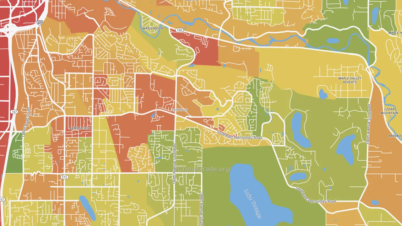 Fairwood, WA Map of Burglary Rates
