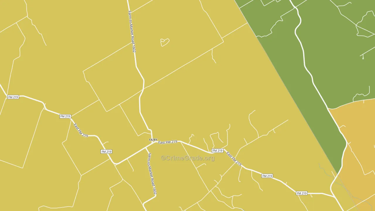 Fairy, TX Map of Burglary Rates