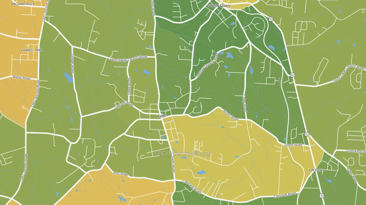 Faith, NC Map of Burglary Rates