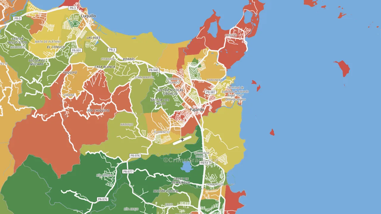 Fajardo Municipio, PR Map of Burglary Rates