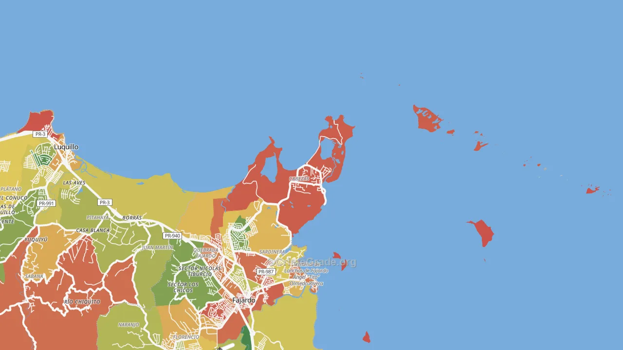 Fajardo, PR Map of Burglary Rates