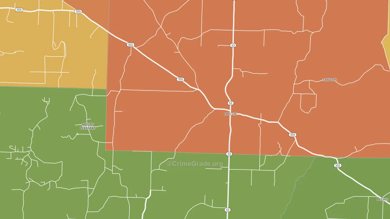 Falcon, AR Map of Burglary Rates