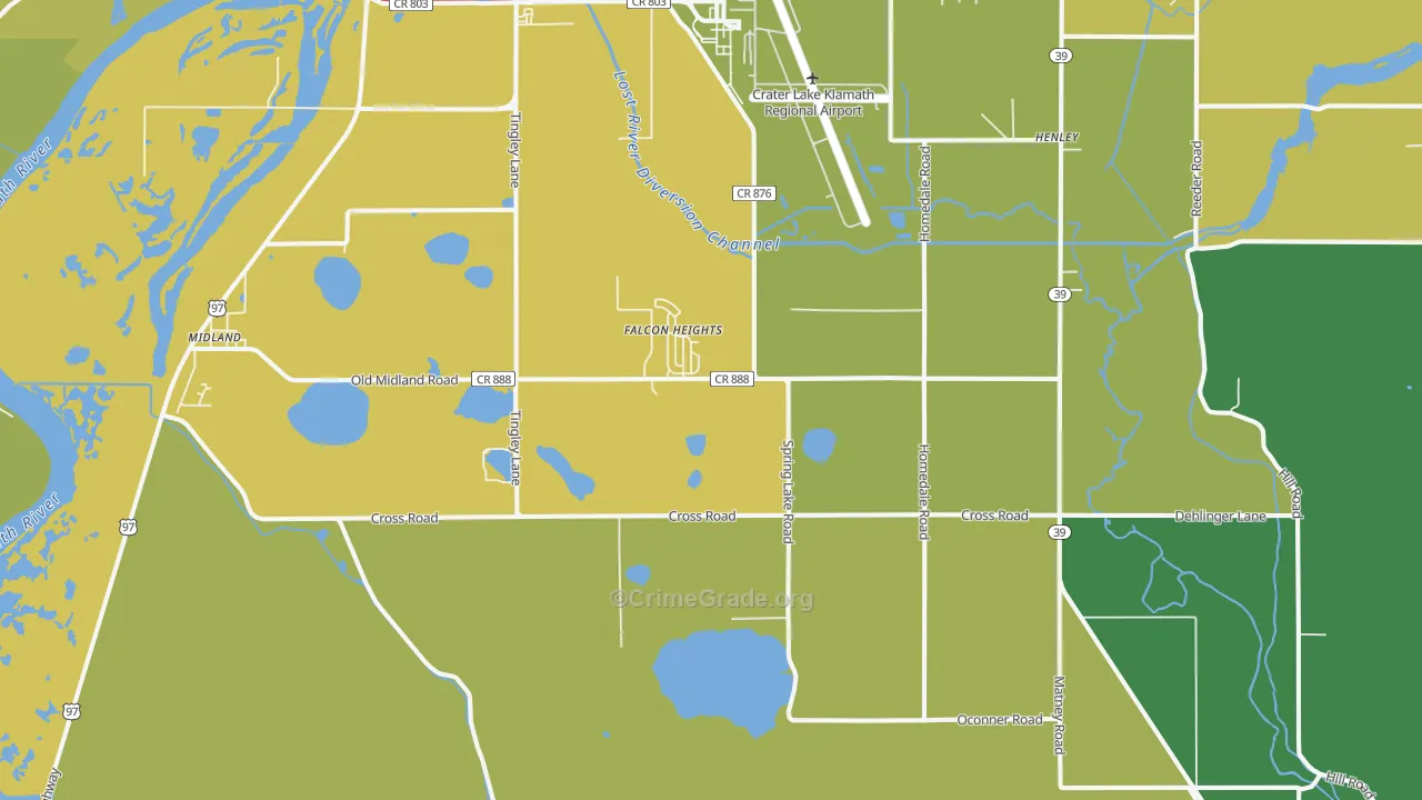 Falcon Heights, OR Map of Burglary Rates