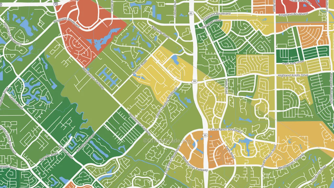 Falcon Landing, Katy, TX Map of Burglary Rates