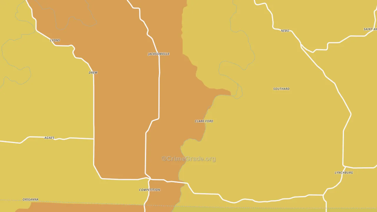 Falcon, MO Map of Burglary Rates
