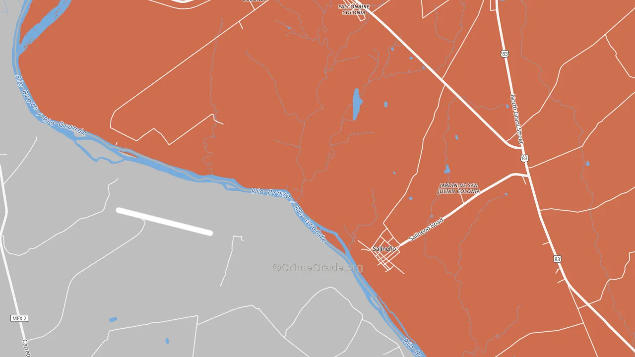 Falcon Village, TX Map of Burglary Rates