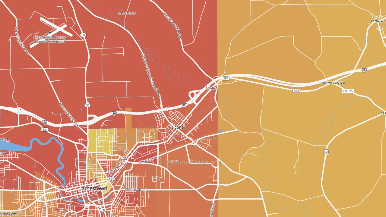 Falconer, NY Map of Burglary Rates