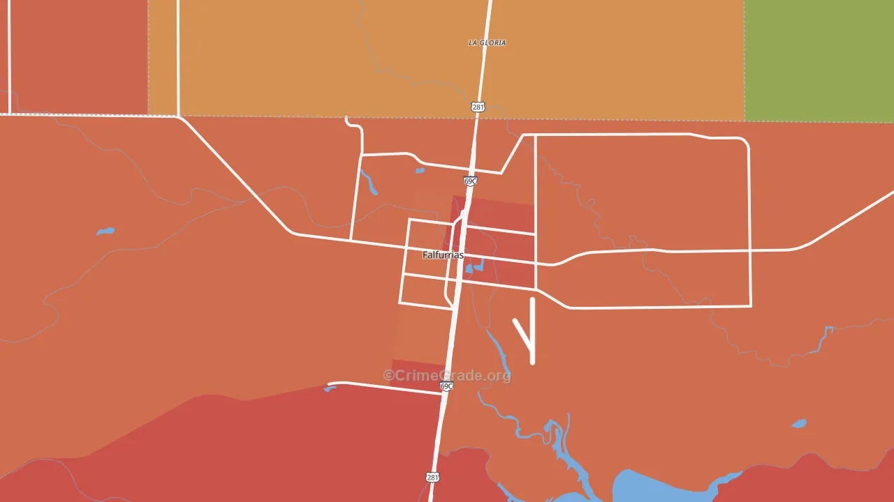 Falfurrias, TX Map of Burglary Rates