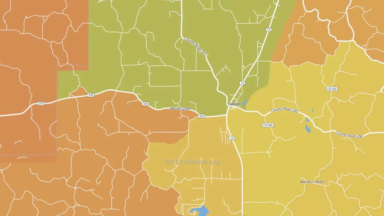 Falkner, MS Map of Burglary Rates