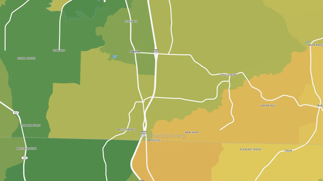 Falkville, AL Map of Burglary Rates
