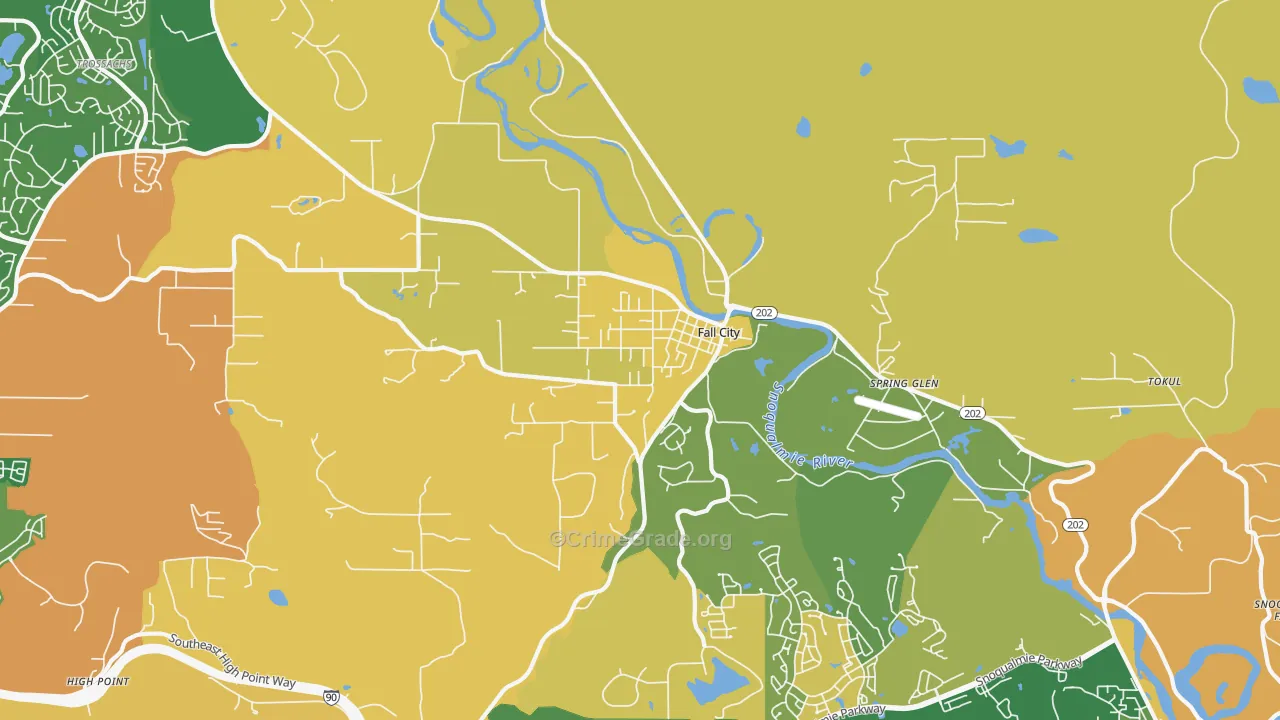 Fall City, WA Map of Burglary Rates