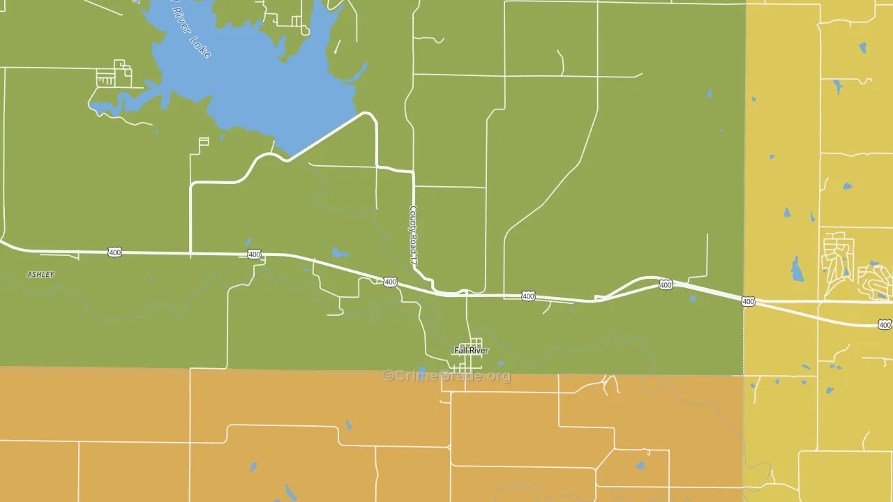 Fall River, KS Map of Burglary Rates