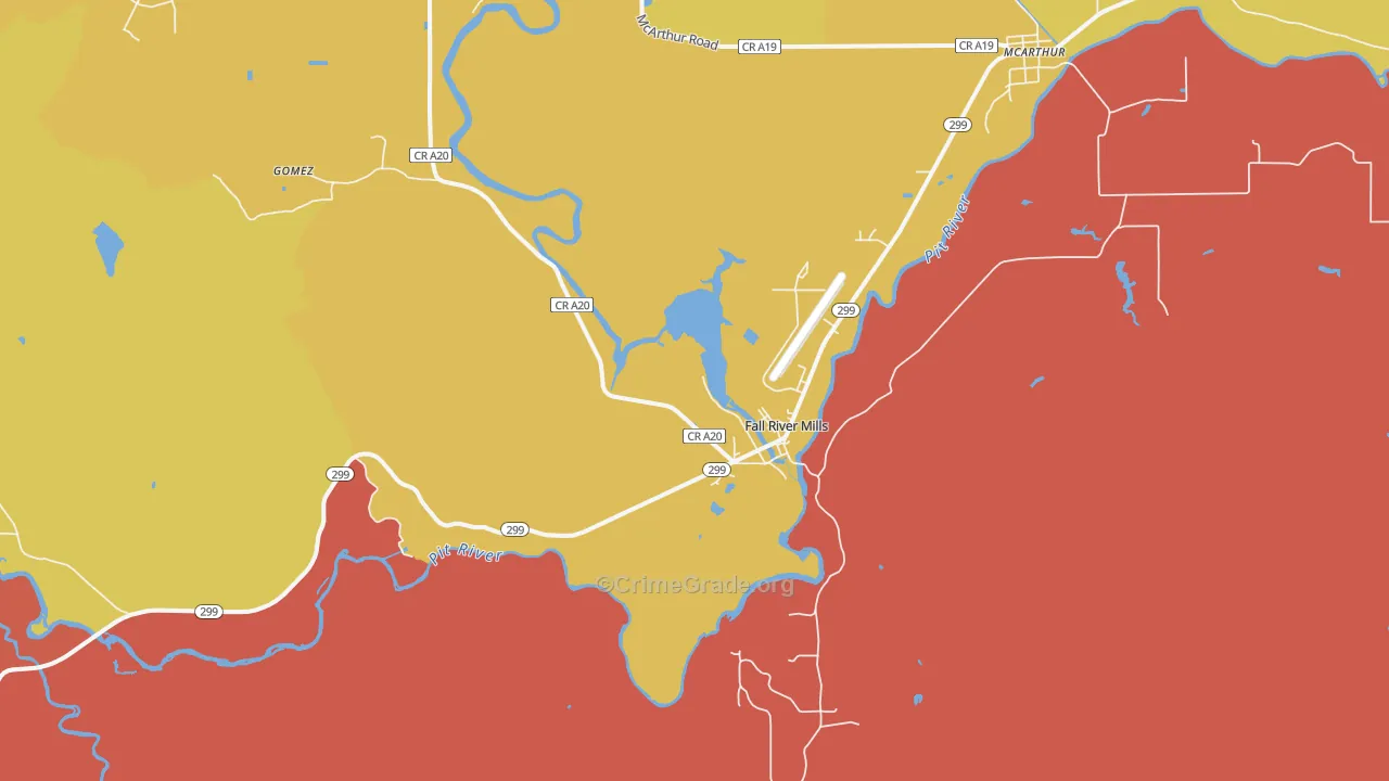 Fall River Mills, CA Map of Burglary Rates