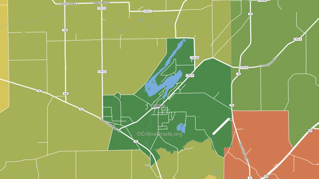 Fall River, WI Map of Burglary Rates