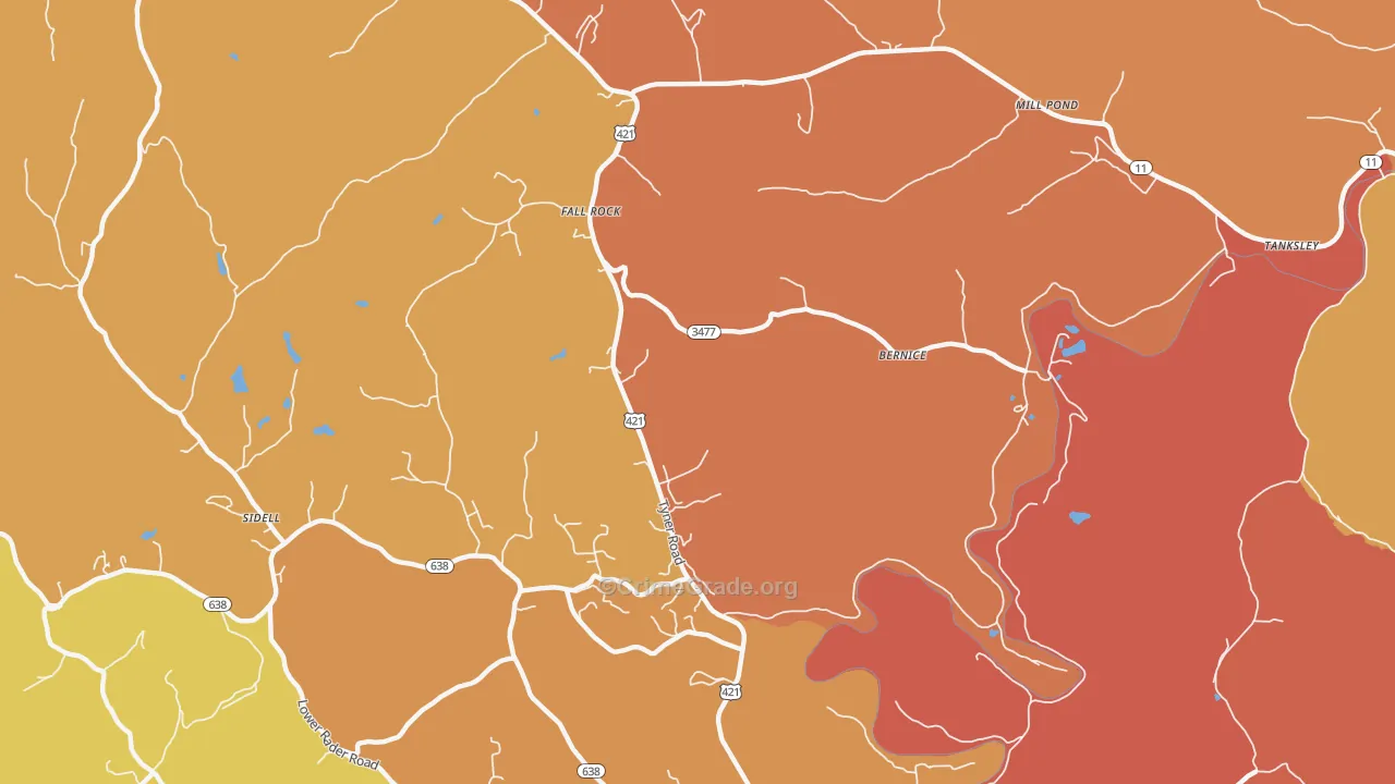 Fall Rock, KY Map of Burglary Rates