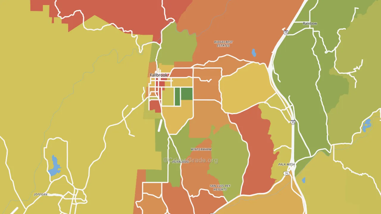 Fallbrook, CA Map of Burglary Rates