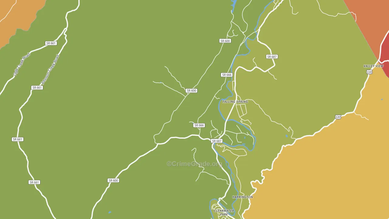 Falling Spring, VA Map of Burglary Rates