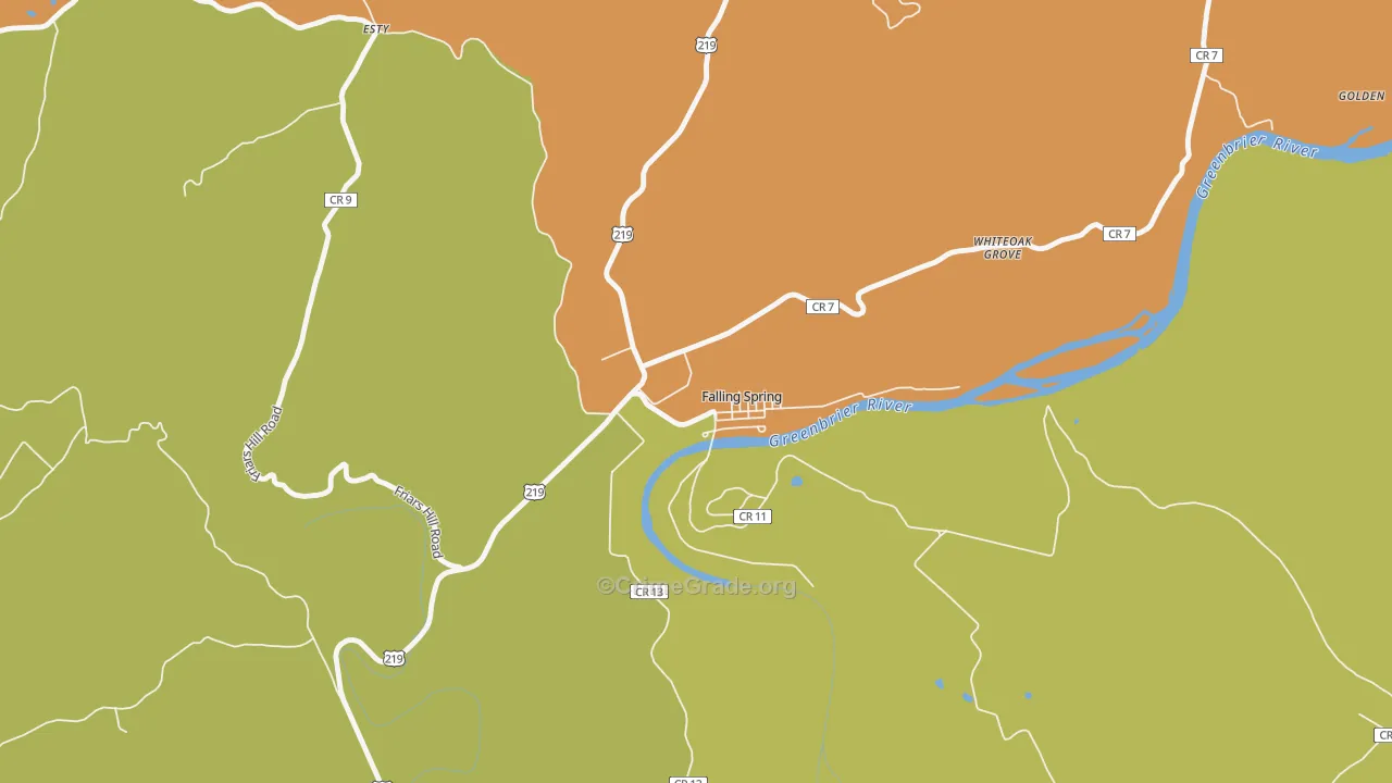 Falling Spring, WV Map of Burglary Rates