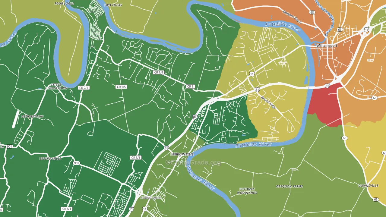 Falling Waters, WV Map of Burglary Rates