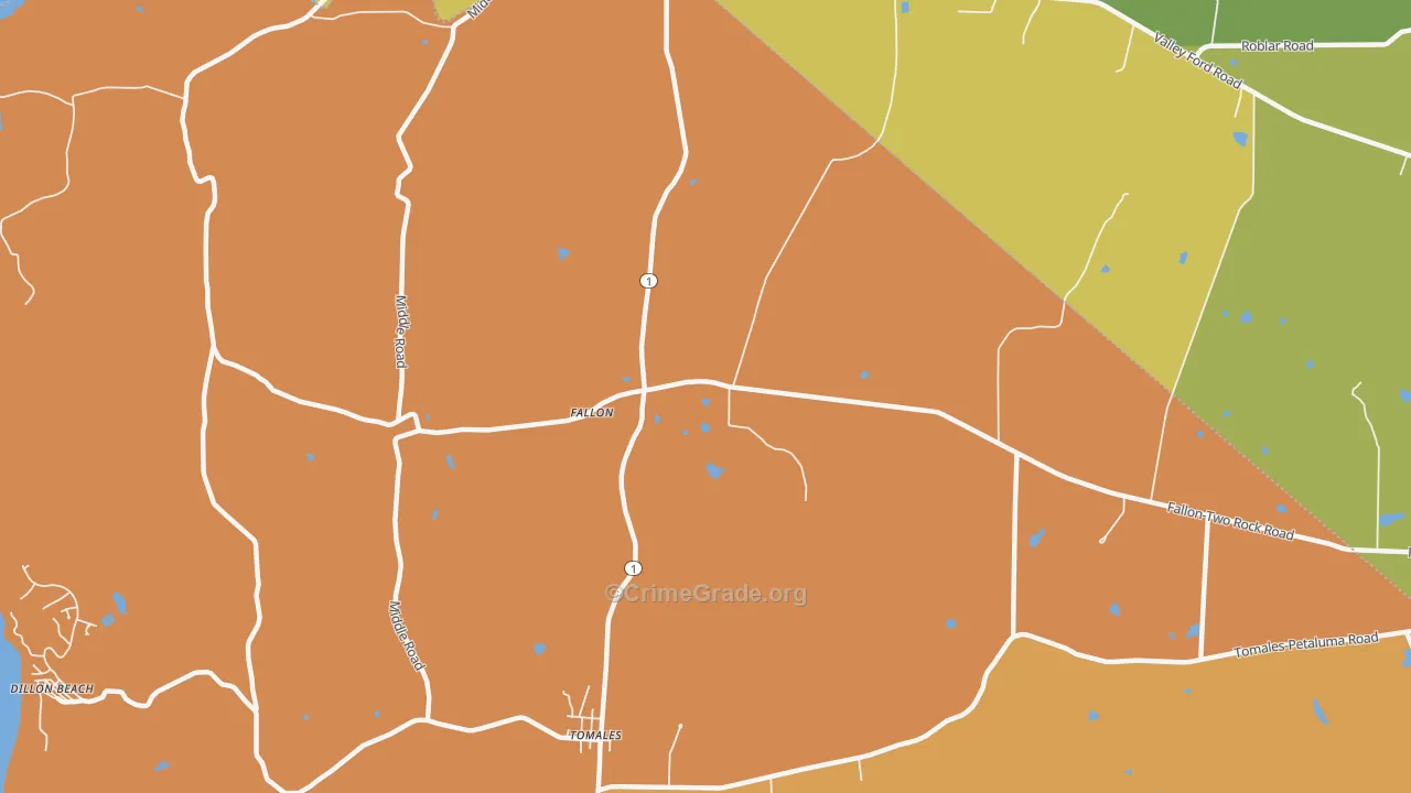 Fallon, CA Map of Burglary Rates