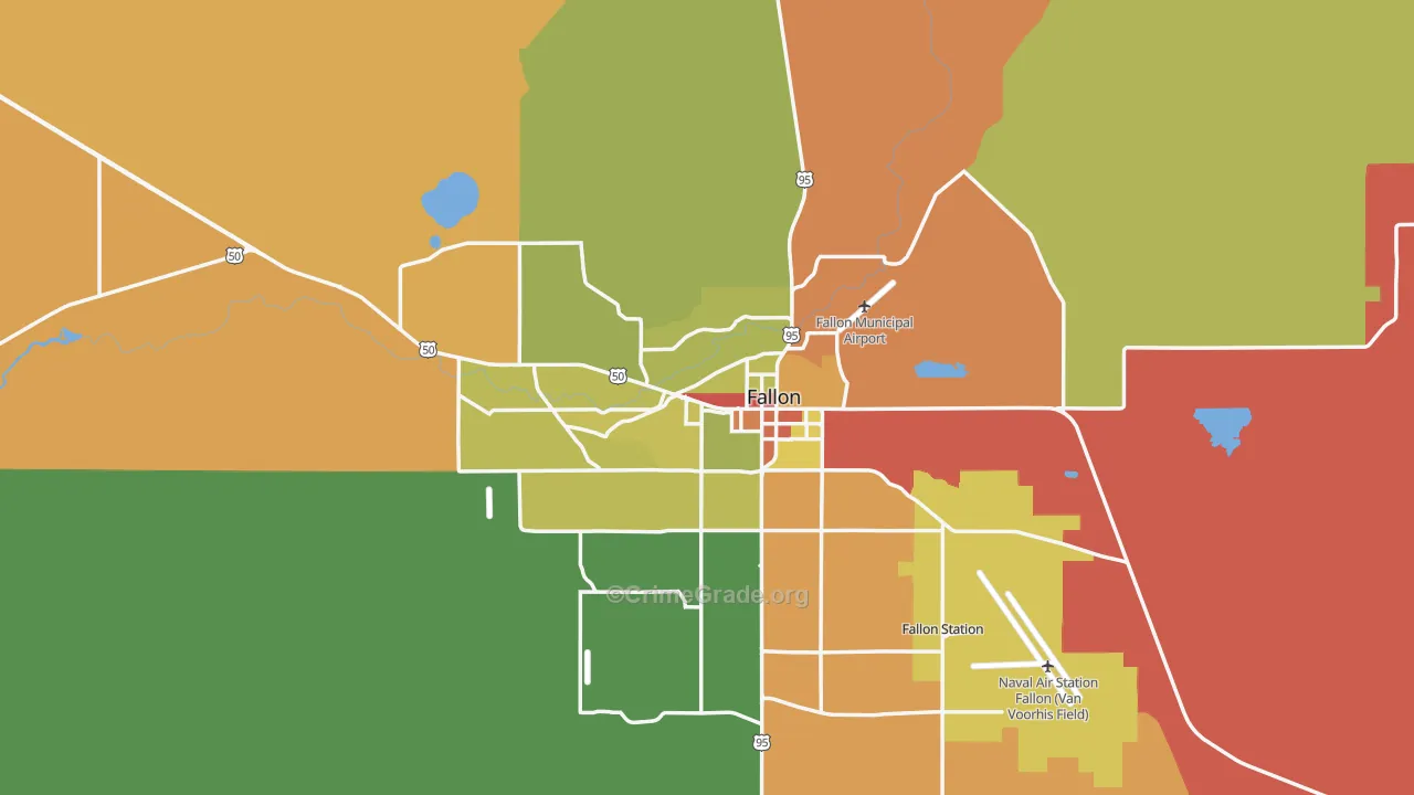 Fallon, NV Map of Burglary Rates